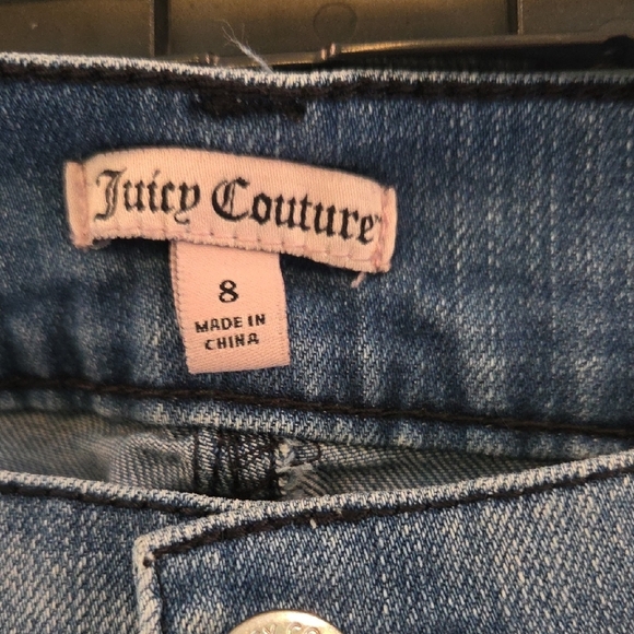 Juicy Couture Blue Ankle Cropped Jeans Distressed And Blinged Size 8 - Picture 2 of 10